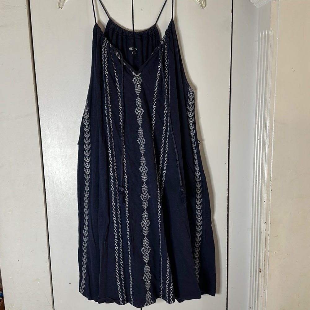 Merona Embroidered Aline Navy blue Dress